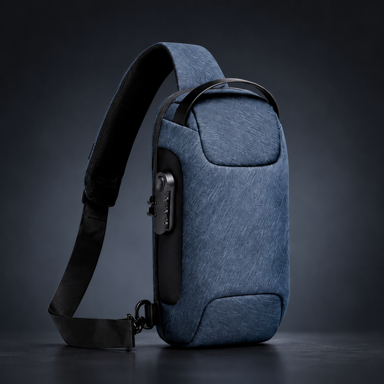 Blue anti-theft crossbody sling bag
