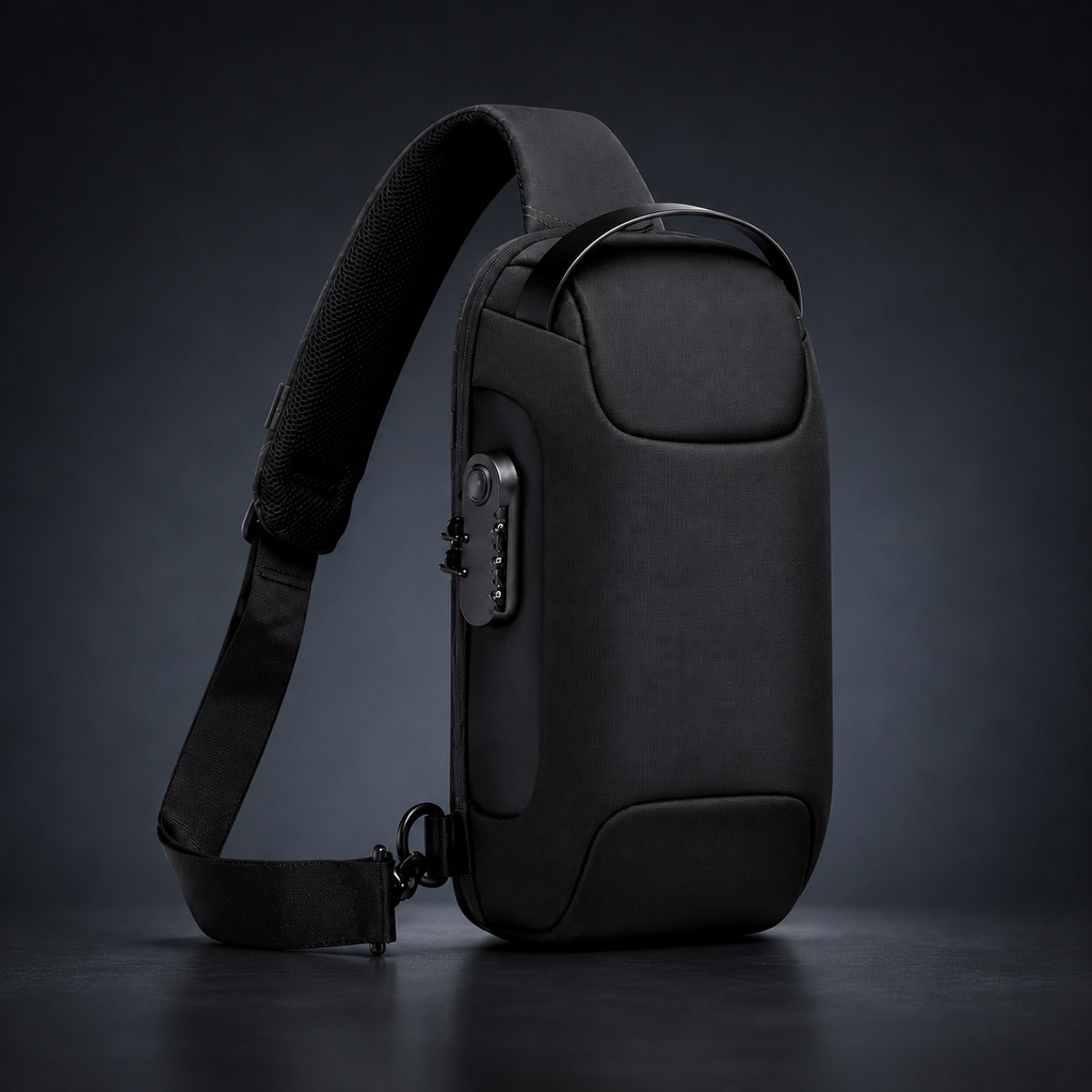 Black anti-theft crossbody sling bag