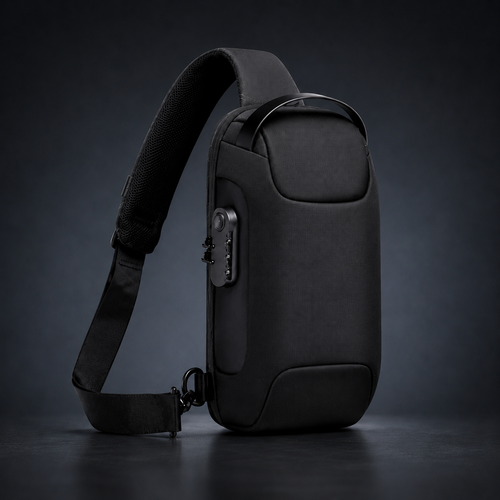 Black anti-theft crossbody sling bag