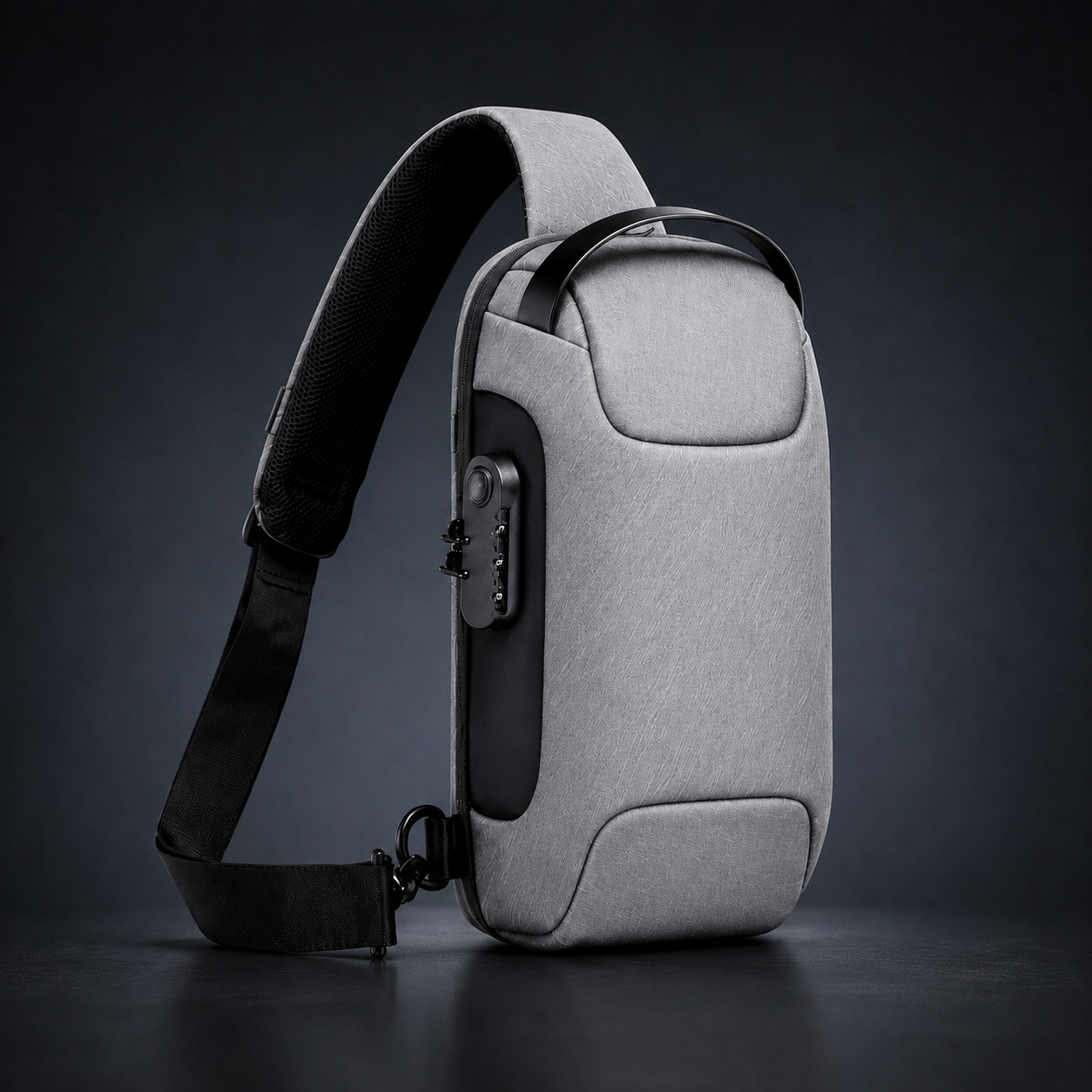Grey anti-theft crossbody sling bag